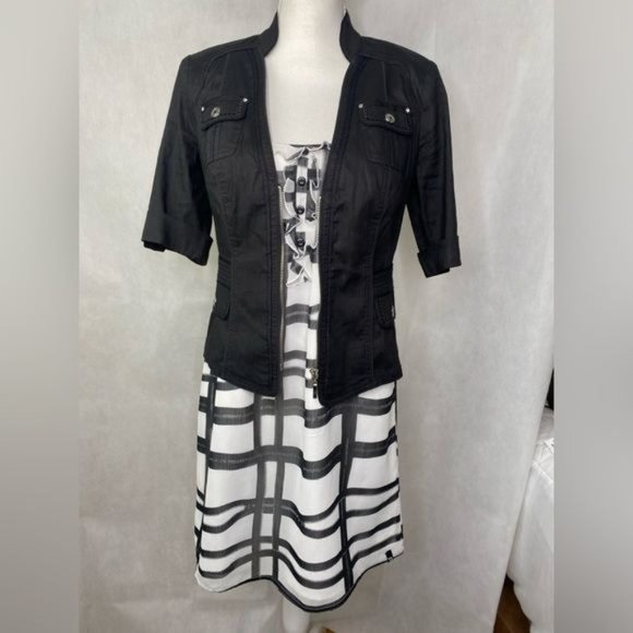 Volcom womens sleeveless mini dress white black plaid stretchy top size small S - Picture 2 of 16